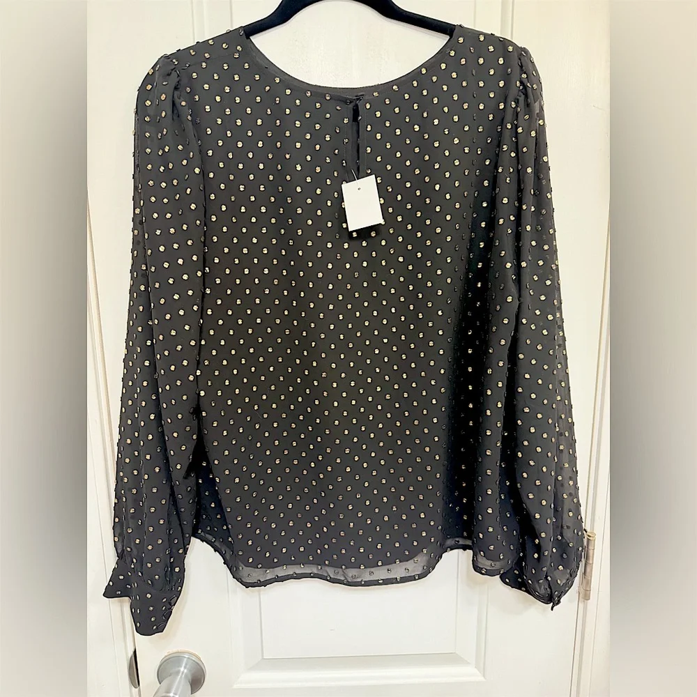 NWT J.Crew black semi sheer blouse